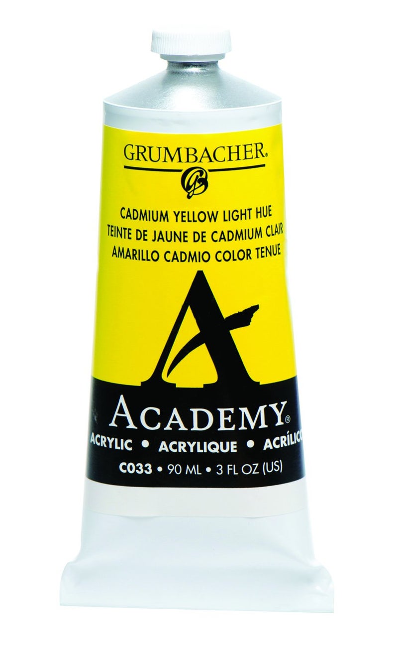 Academy Grumbacher Academy Acrylic Paint, Gloss, 90ml/3 oz Metal Tube, Cadmium Yellow Light Hue - Image 1